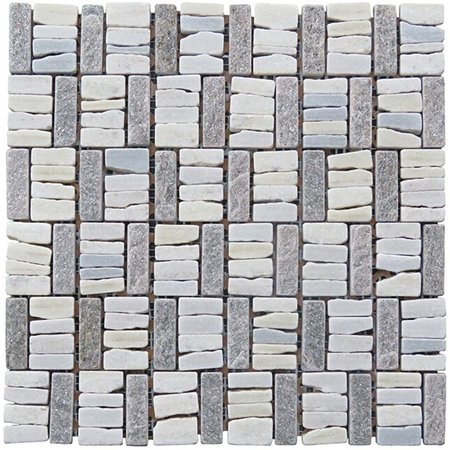 INTREND TILE Wavy Pattern Natural Stone Mosaic Blend Lighter Center LS007B